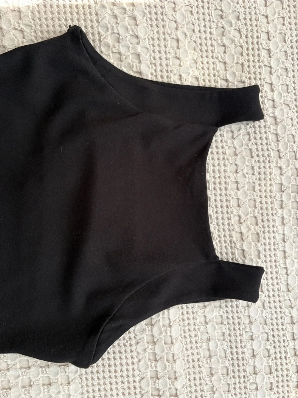 French Connection LBD Black Lace-Trim Tank Dress